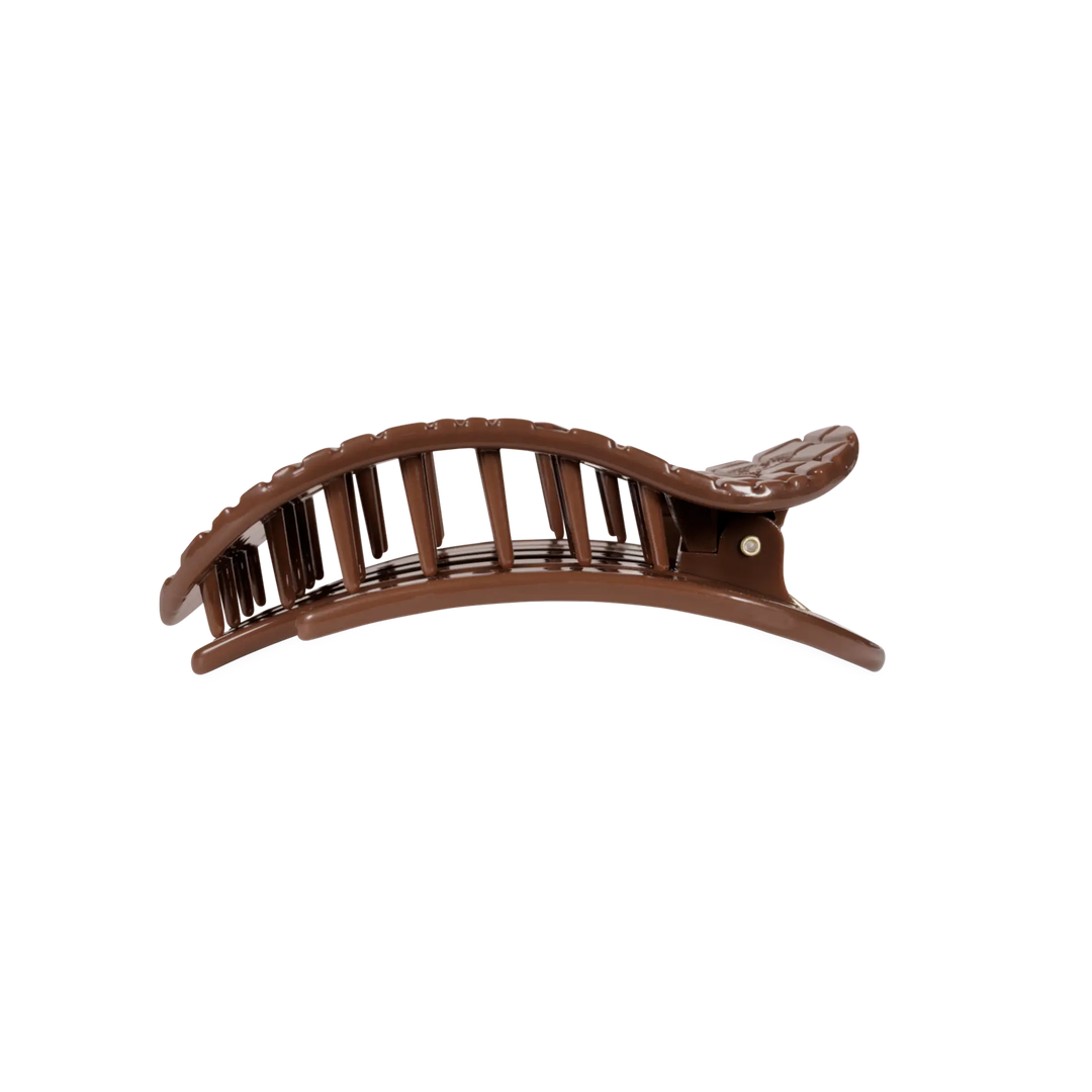 Brown Crocodile Medium Flat Round Teleties Clip