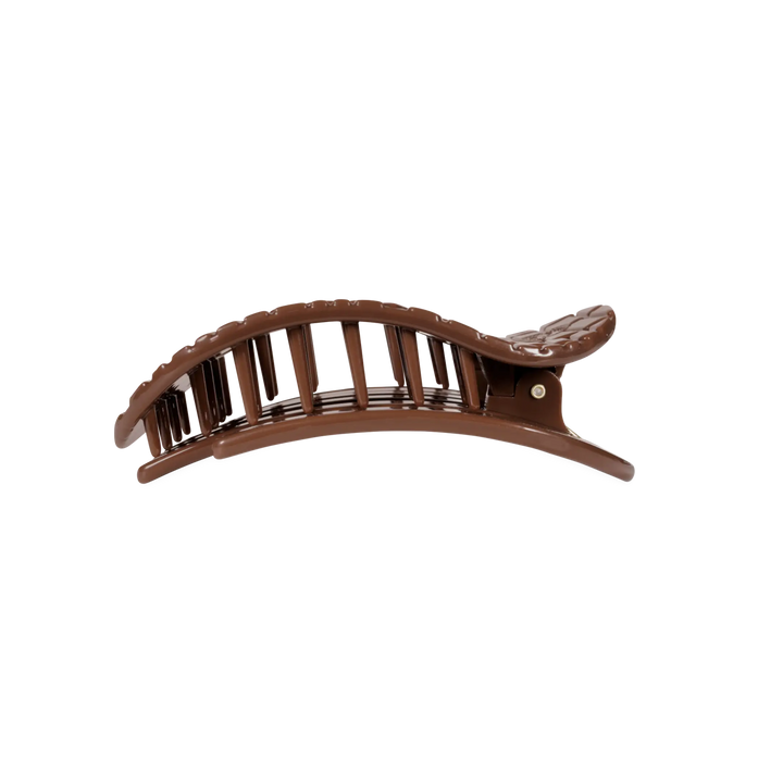 Brown Crocodile Medium Flat Round Teleties Clip