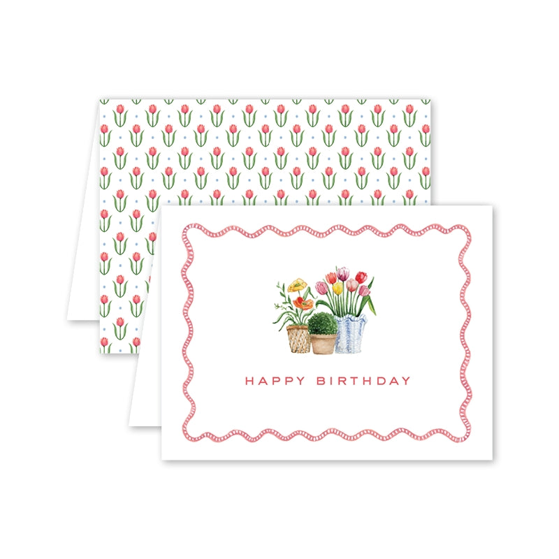 Flower Cart Tulips Birthday Card
