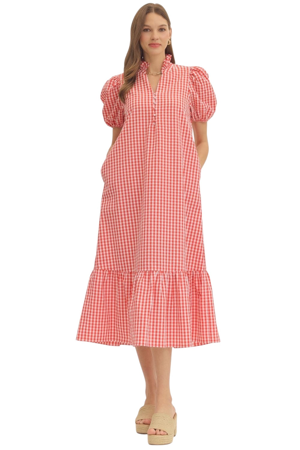 Calvin Gingham Midi Dress