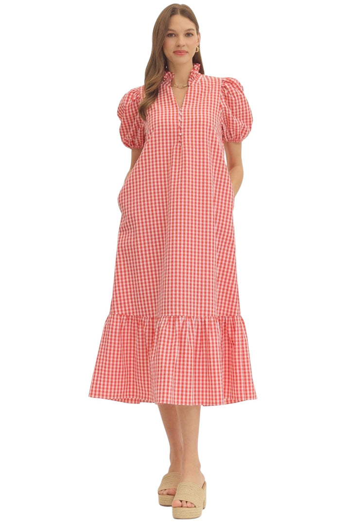 Calvin Gingham Midi Dress