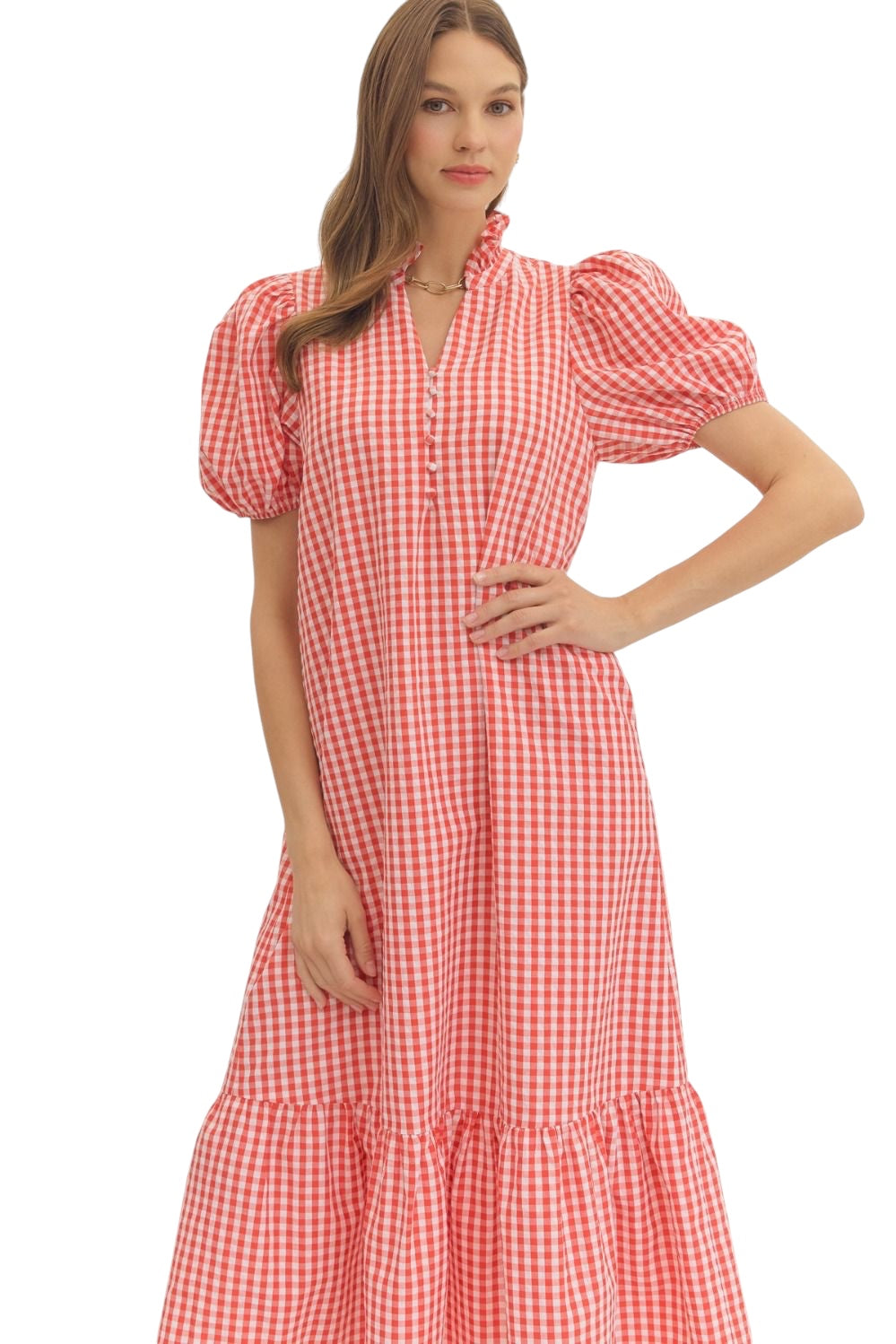 Calvin Gingham Midi Dress