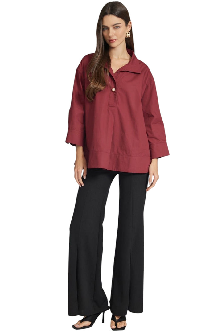 Wells Pearl Button Top