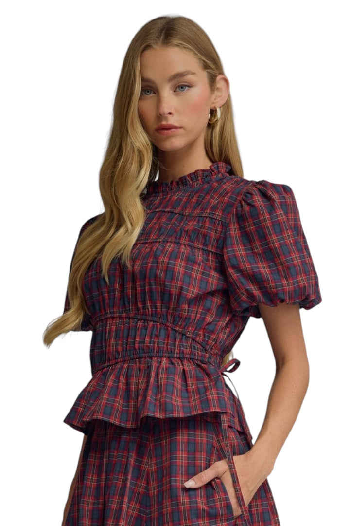 Louisa Plaid Puff Sleeve Top
