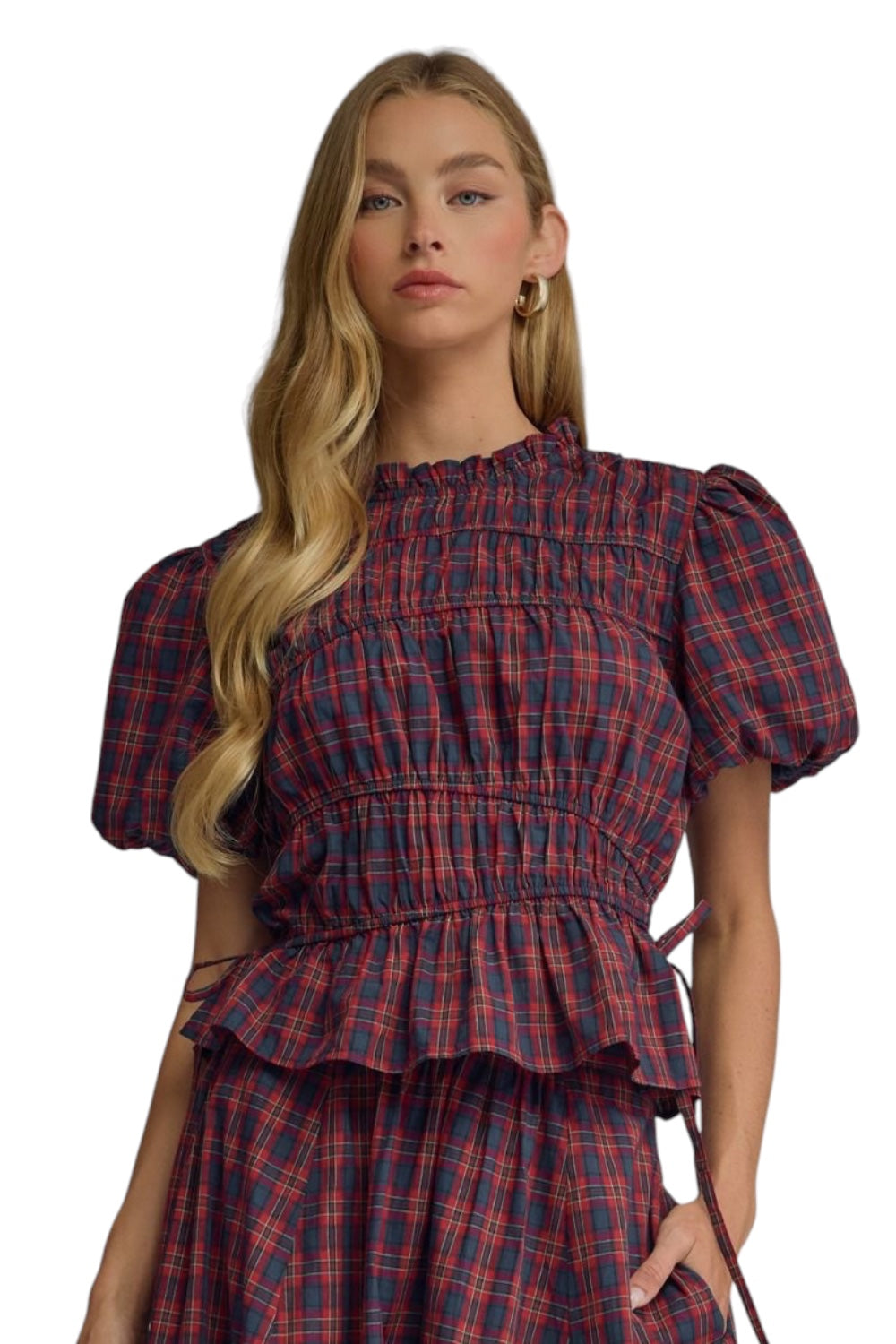 Louisa Plaid Puff Sleeve Top
