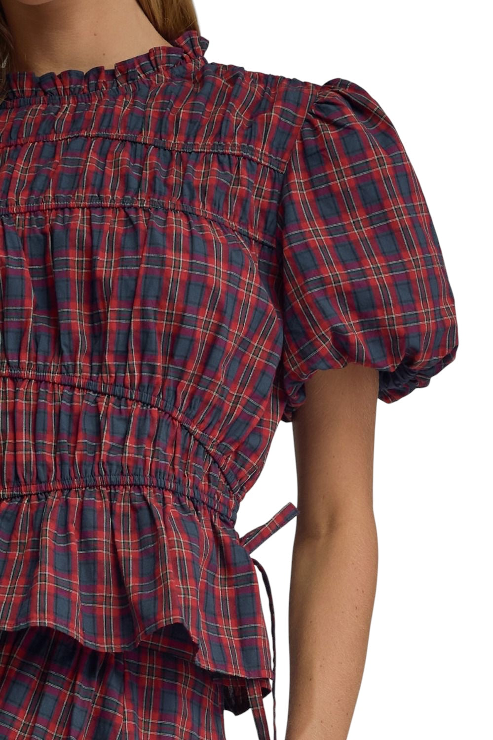 Louisa Plaid Puff Sleeve Top