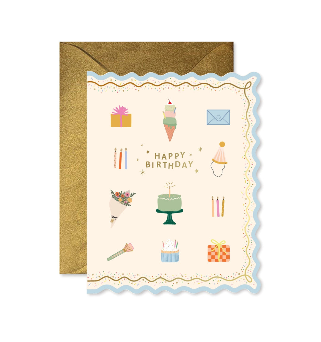 Birthday Icons Scalloped Card
