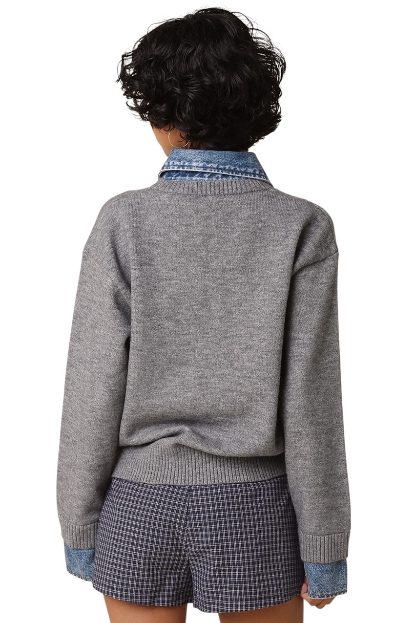 Emely Denim Collar Sweater