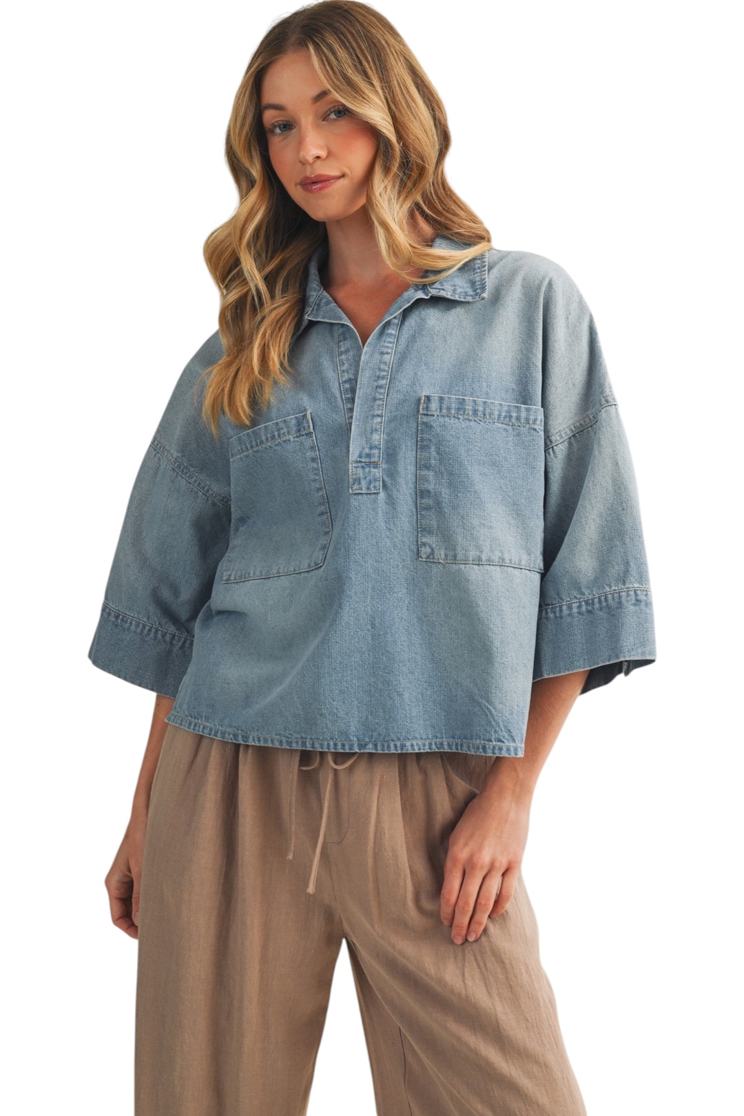 Reid Patch Pocket Denim Top