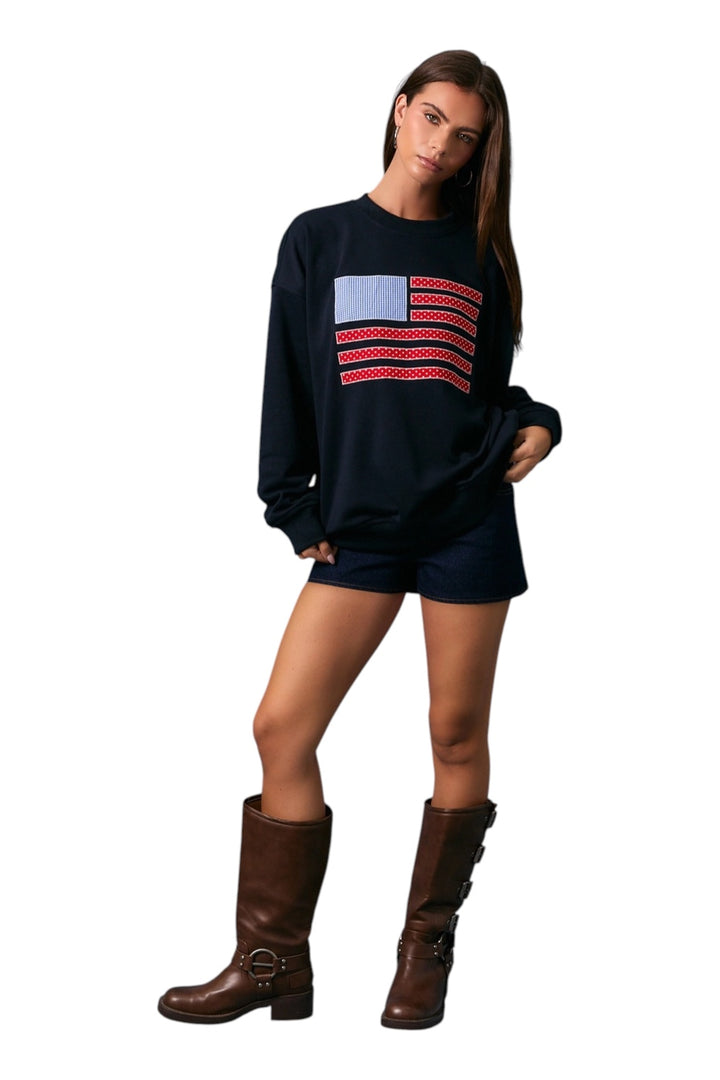 Reagan Applique Flag Pullover