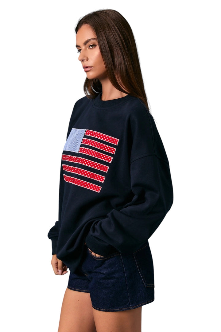 Reagan Applique Flag Pullover
