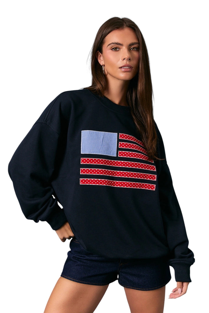 Reagan Applique Flag Pullover