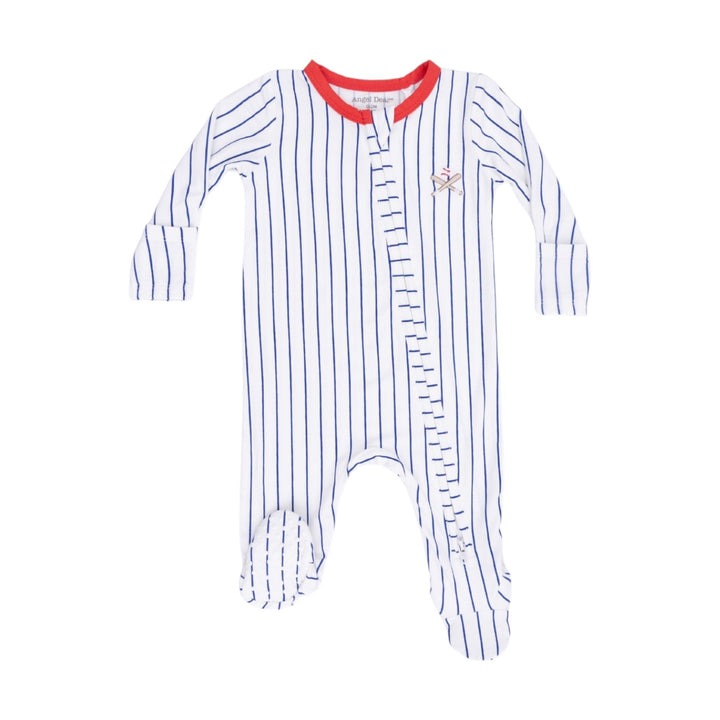 Baseball Stripe 2 Way Zipper Footie