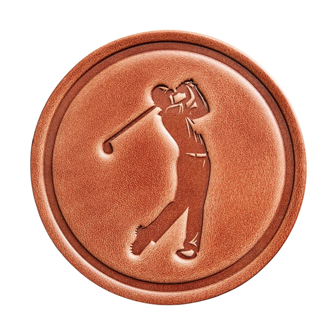 Golfer Leather Coaster