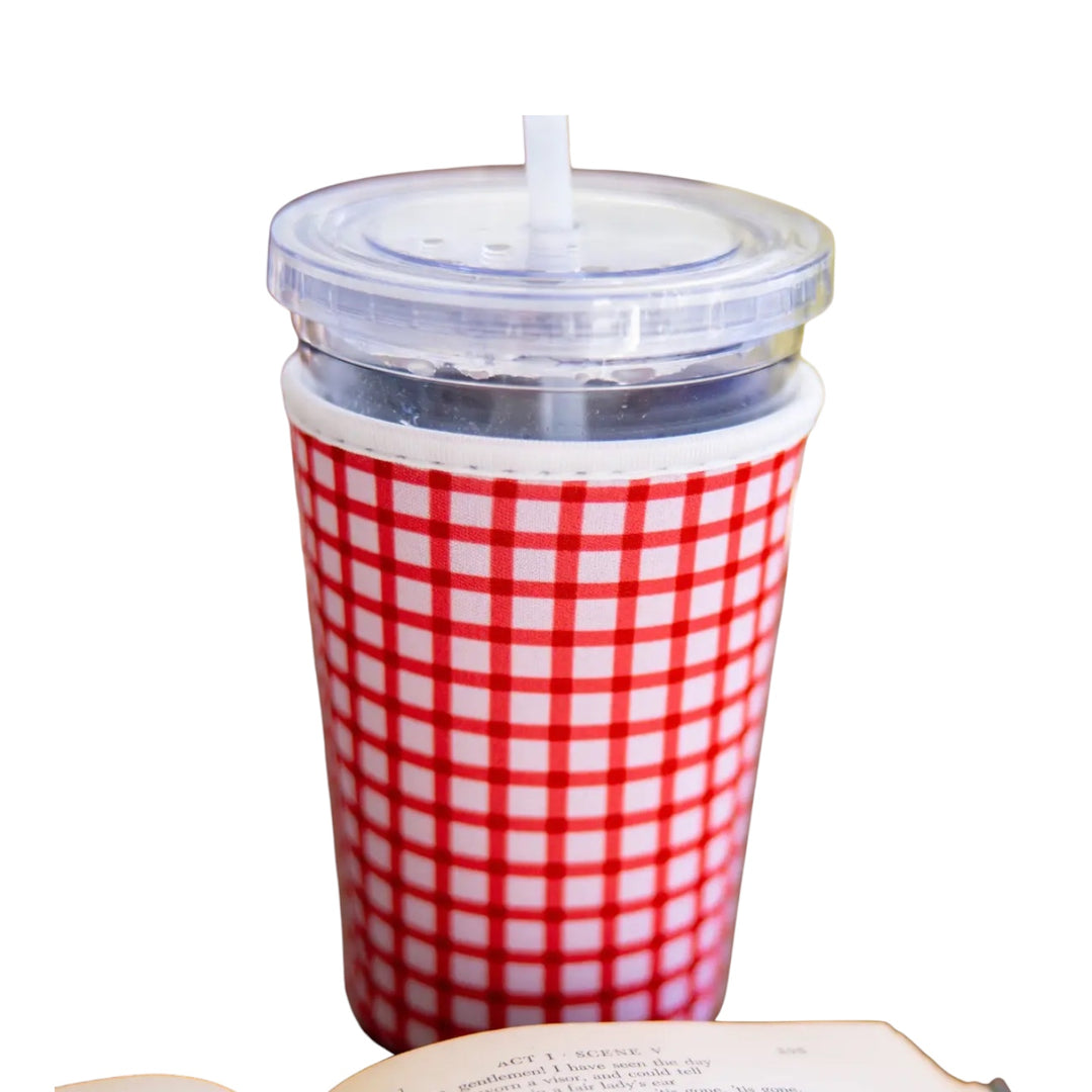 Red Gingham Drink Sleeve