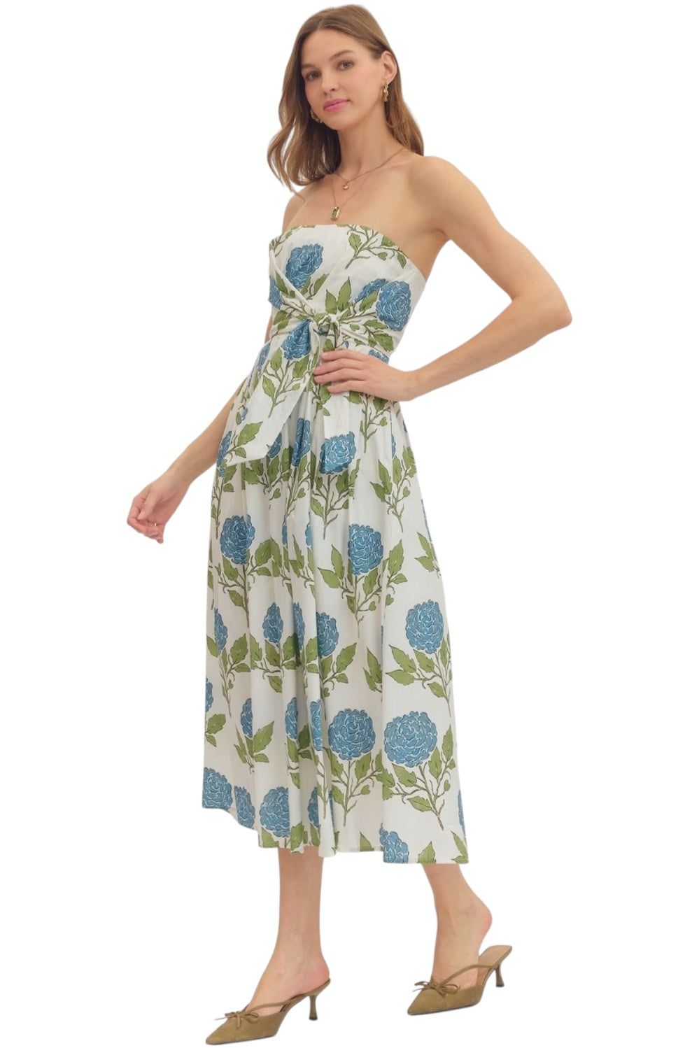 Reed Botanical Strapless Dress