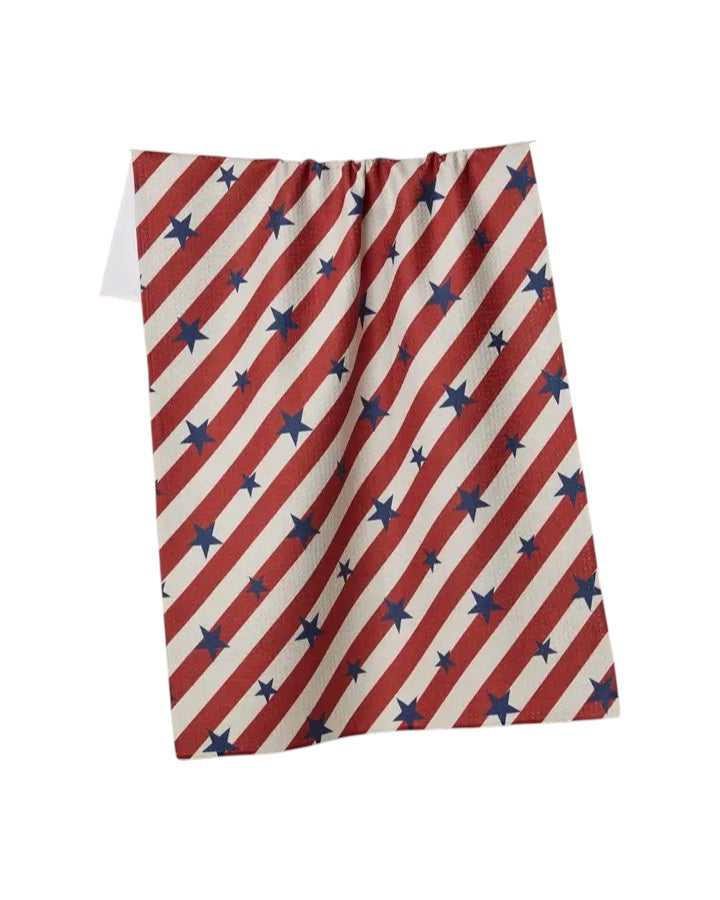 Patriotic Stripe Geometry Tea Towel