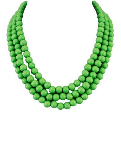3 Row Wooden Ball Necklace