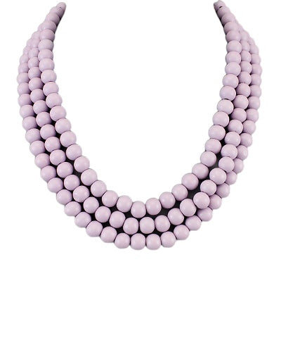 3 Row Wooden Ball Necklace