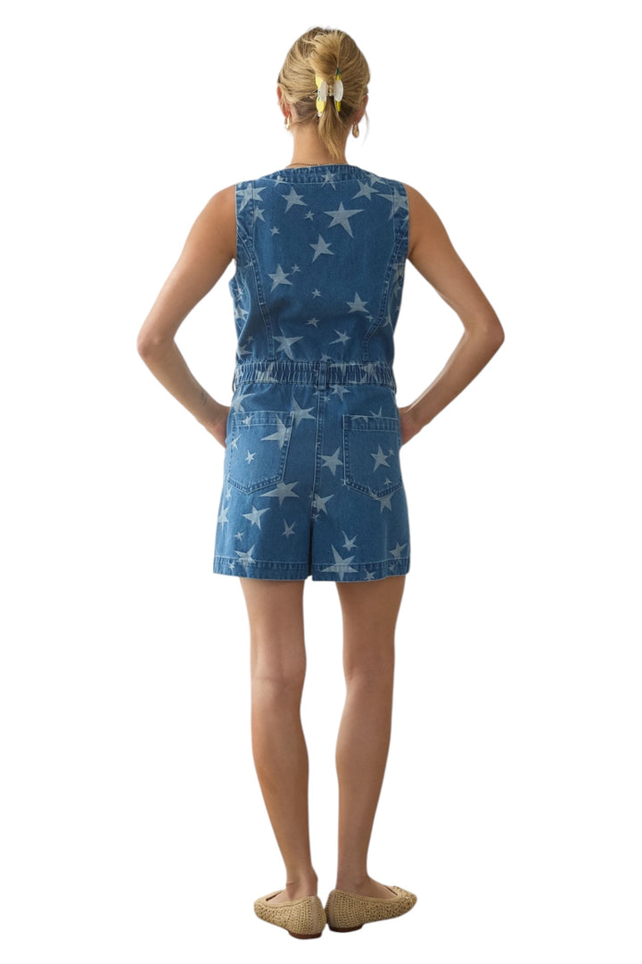 Pierce Star Denim Romper