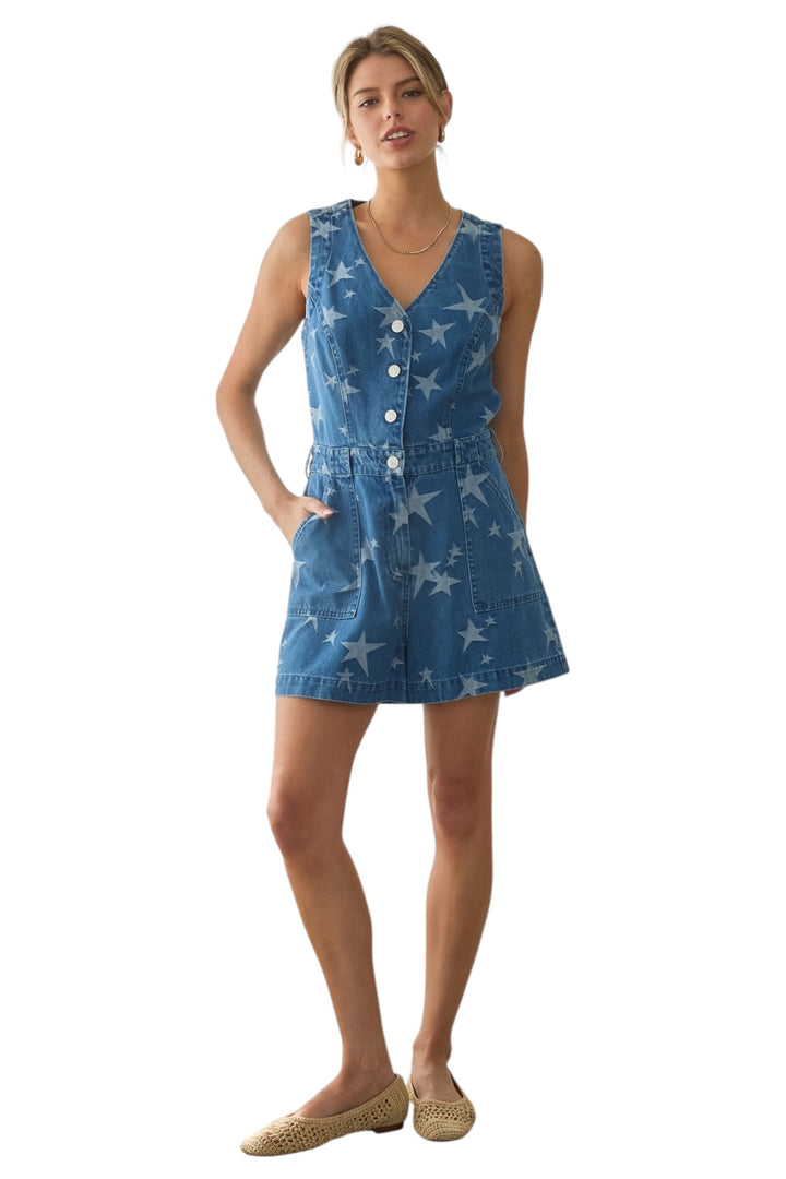 Pierce Star Denim Romper