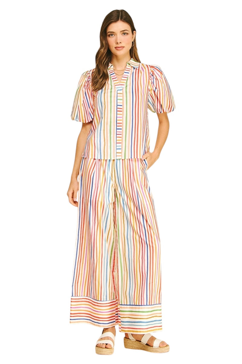 Connors Striped Puff Sleeve Top