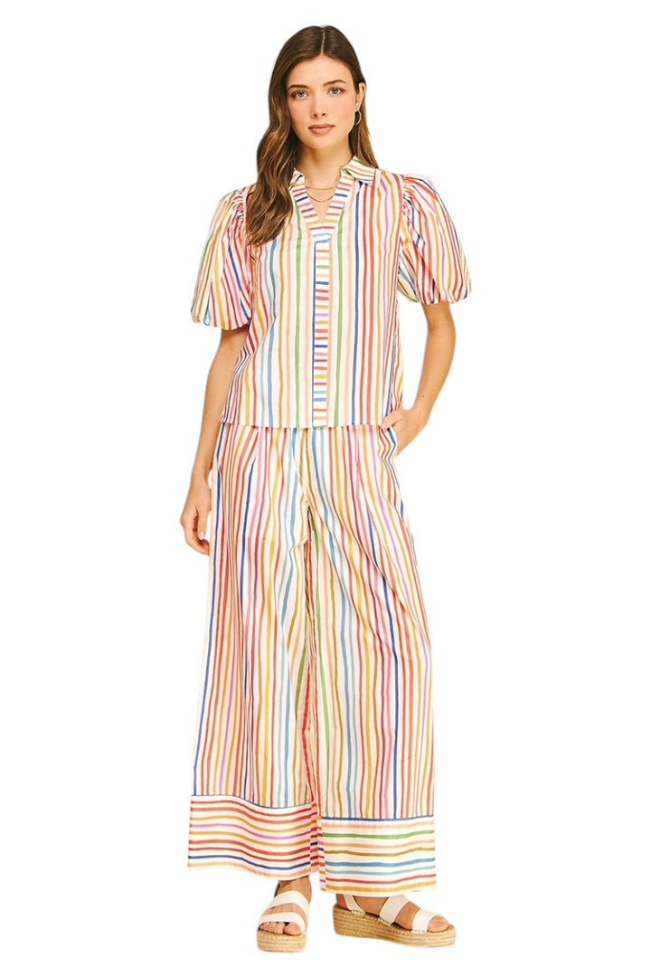 Connors Striped Puff Sleeve Top