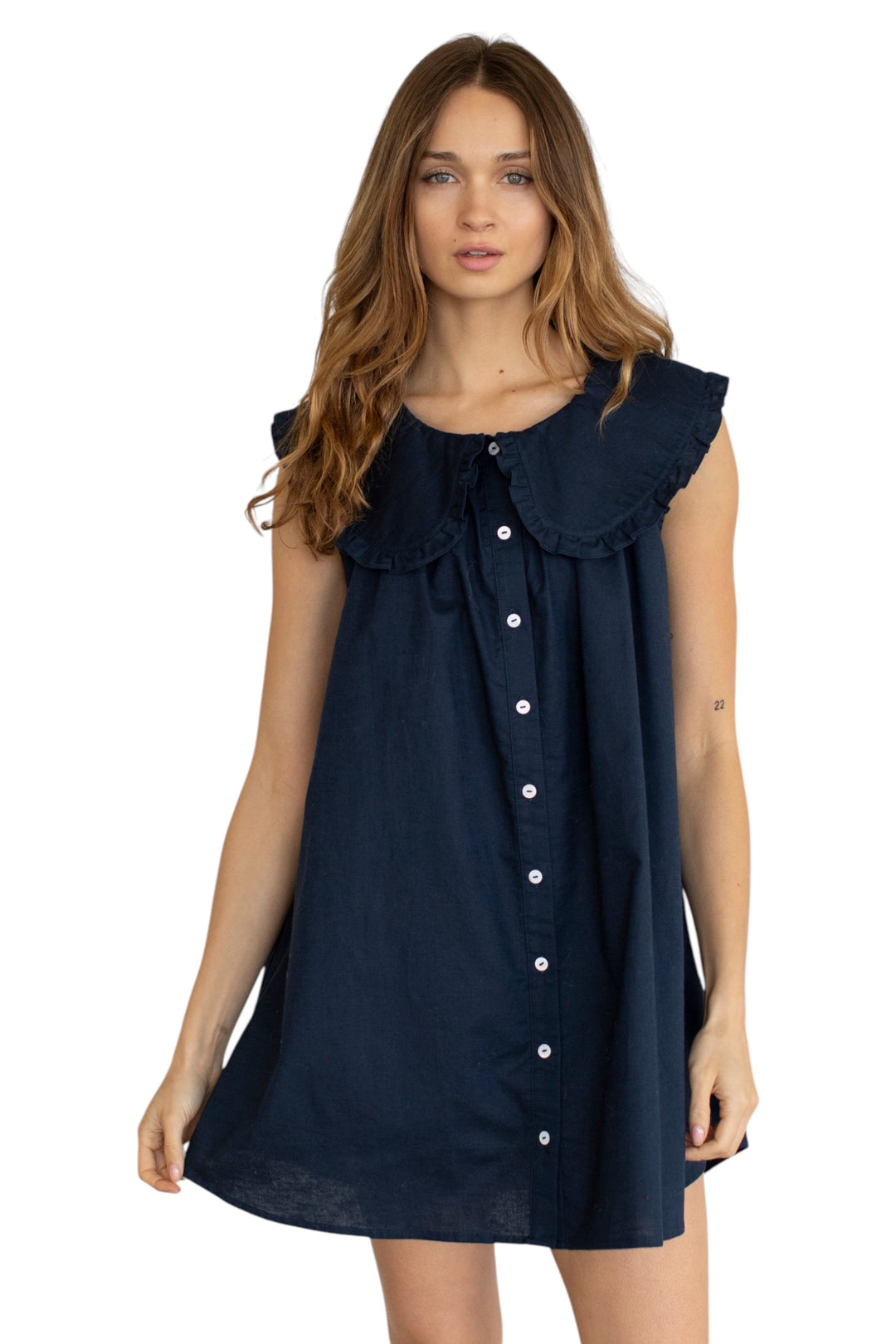 peter pan mini dress Black Cotton Mini Dress With Peter Pan Collar, Puffy Sleeves, Plus Sizes