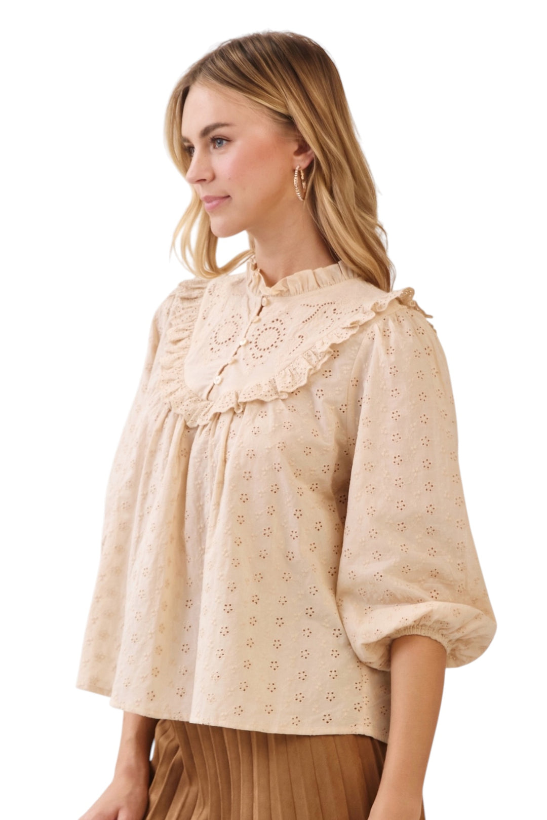 Wooten Eyelet Trim Top