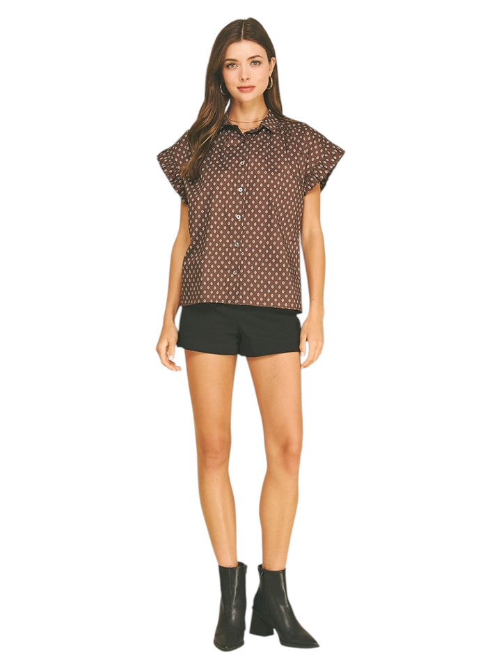 Mullins Geometric Printed Top