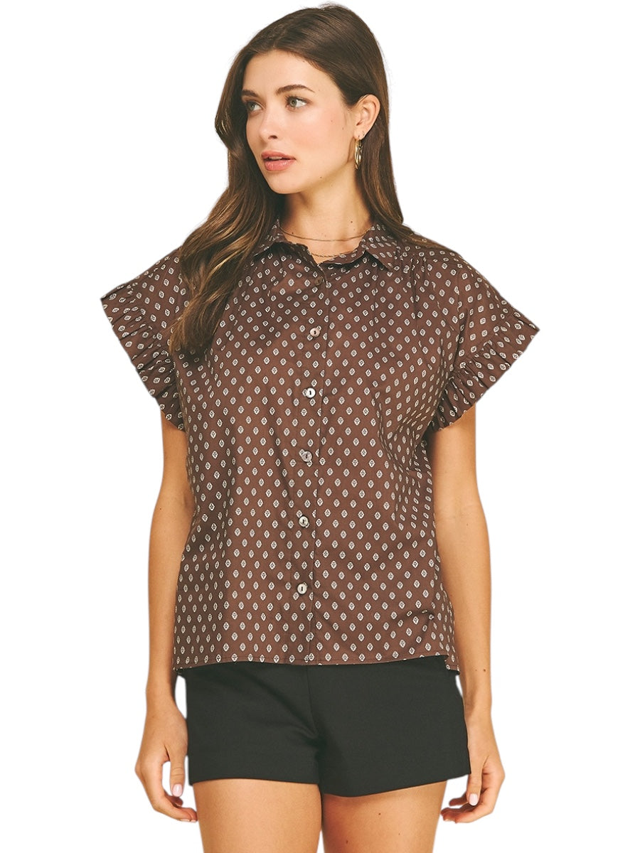 Mullins Geometric Printed Top