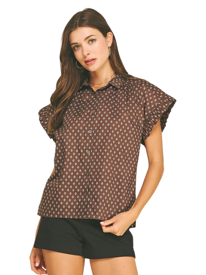 Mullins Geometric Printed Top