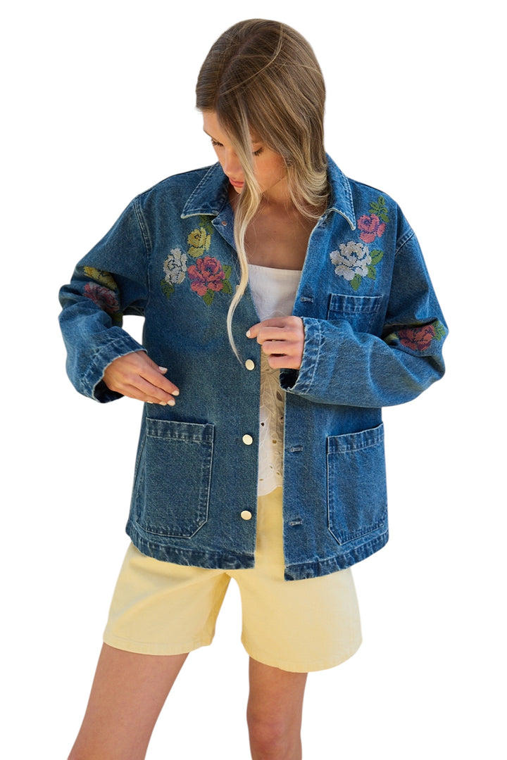 Faye Cross Stitch Denim Jacket