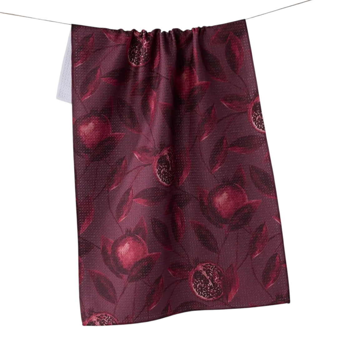 Rich Garnet Geometry Tea Towel