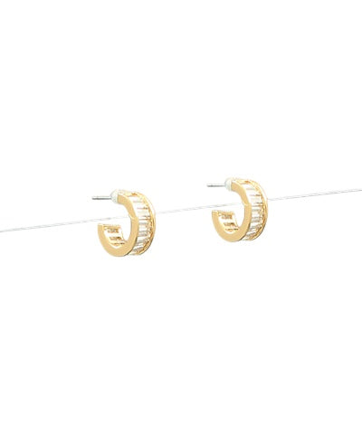 Baguette Pave Glass Hoops