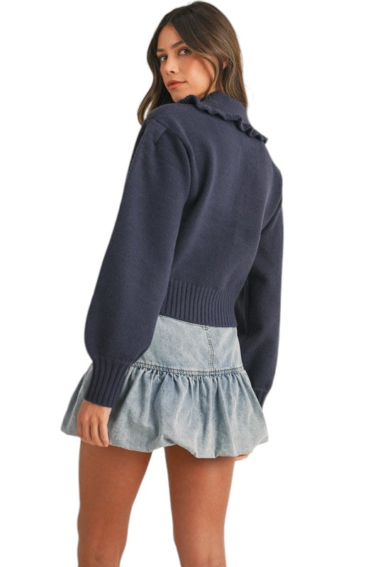 Logan Ruffle Collar Cardigan