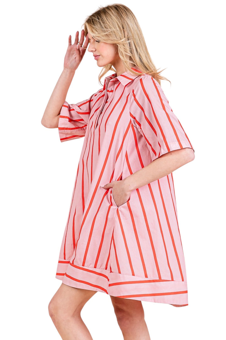 Darcy Stripe Mini Shirt Dress