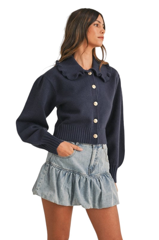 Logan Ruffle Collar Cardigan