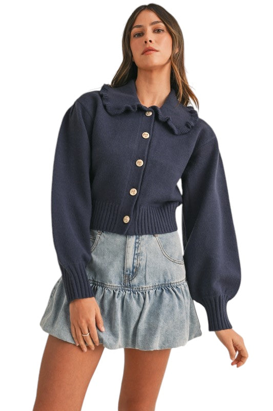 Logan Ruffle Collar Cardigan