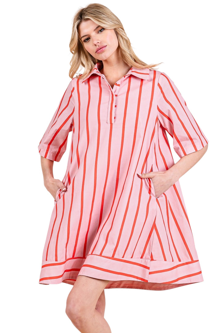 Darcy Stripe Mini Shirt Dress