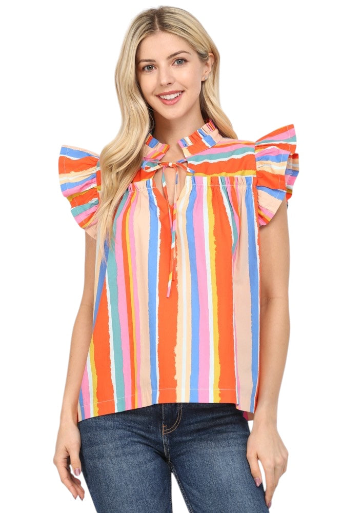 Marlowe Stripe Flutter Top