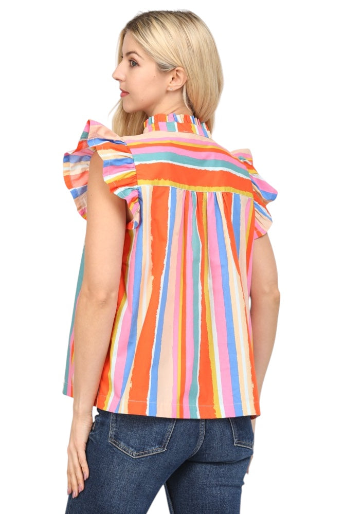 Marlowe Stripe Flutter Top