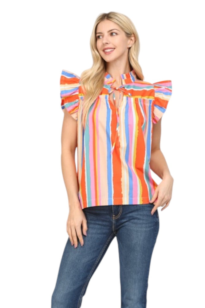 Marlowe Stripe Flutter Top