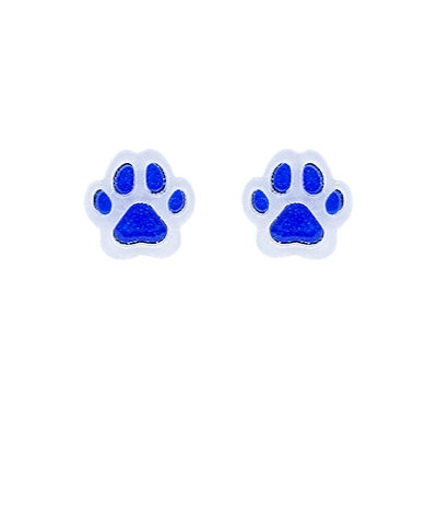 Blue & White Paw Earrings