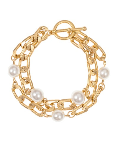 Chain & Pearl Toggle Bracelet