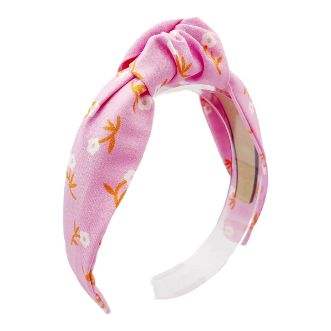 Pink Floral Knotted Headband