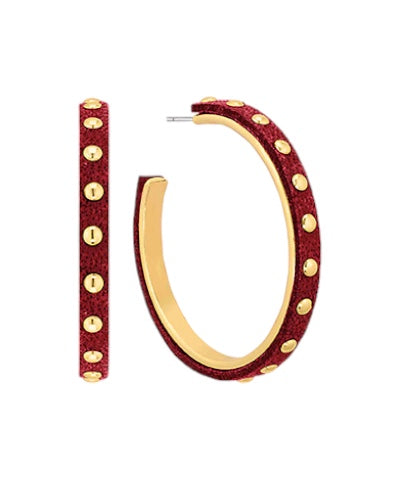 Studded Leather Hoops