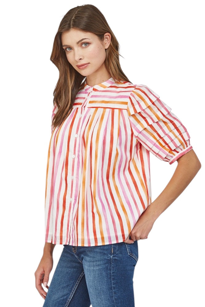 Lou Striped Poplin Top