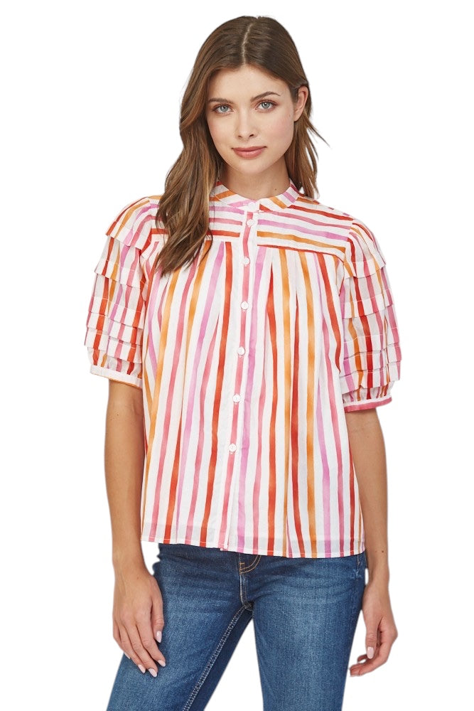 Lou Striped Poplin Top