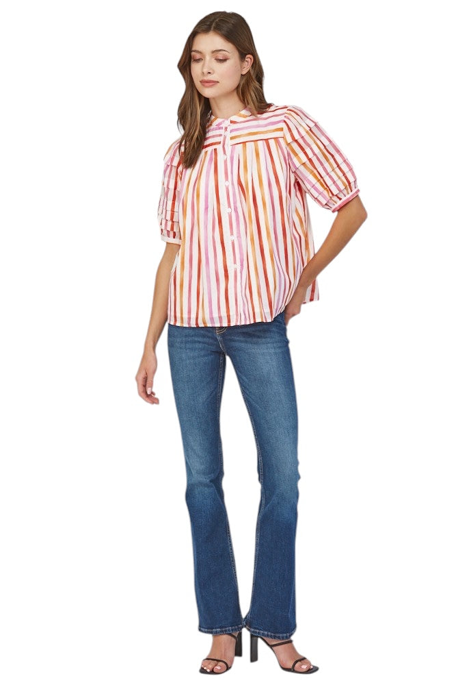 Lou Striped Poplin Top